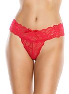 Romantic thong, small bow, scalloped lace